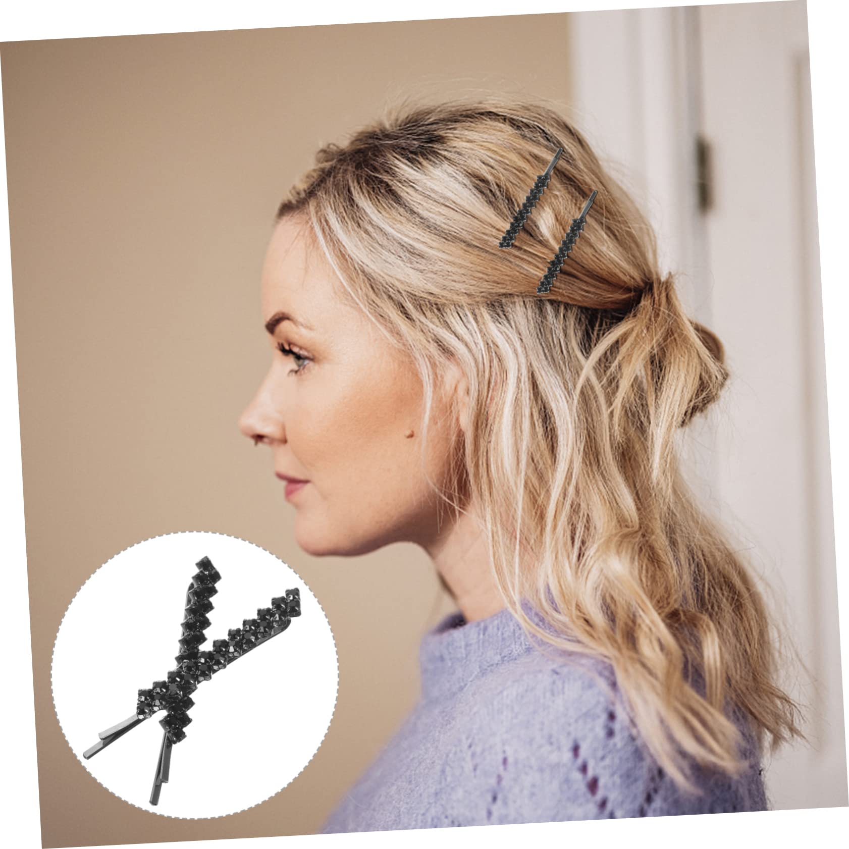 FOMIYES 5 Sets Seitliche Haarspangen Mit Strasssteinen Für Frauen Metall-haarspangen Schwarz Glitzernd Bobby 8 Stück * 5