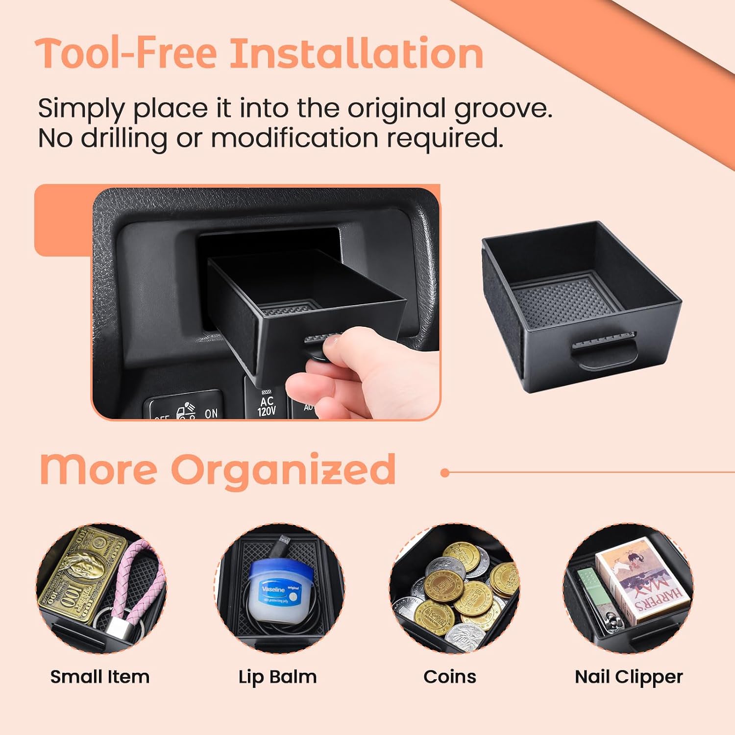 Center Console Storage Box and Center Console Organizer for Toyota Tacoma 2016–2023 Accessories