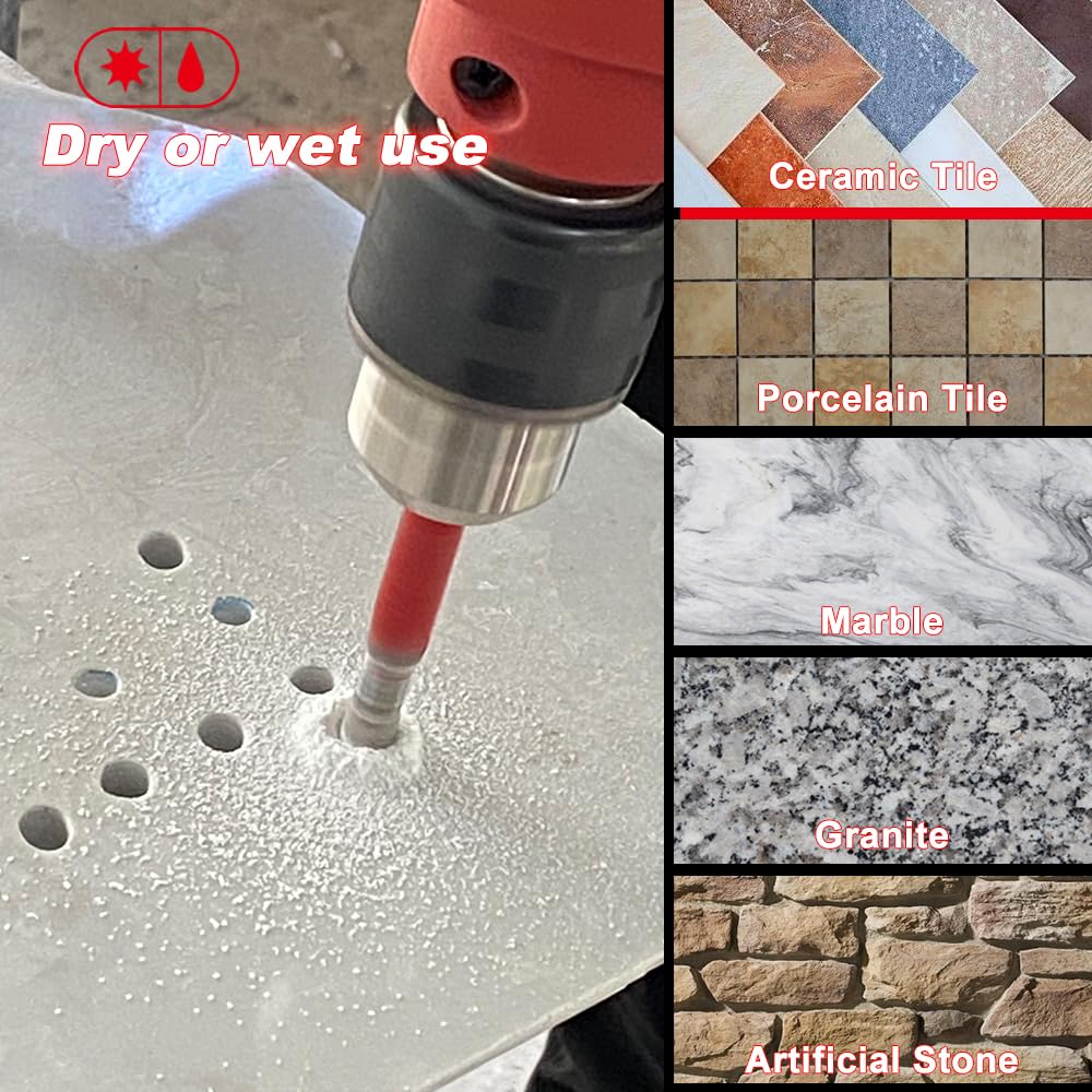 Zestaw wierteł do płytek diamentowych, DT-DIATOOL porcelanowa piła otworowa z chwytem sześciokątnym podwójna końcówka 6-6 mm do wiercenia ceramicznego marmuru sztucznego kamienia granitu 5 szt