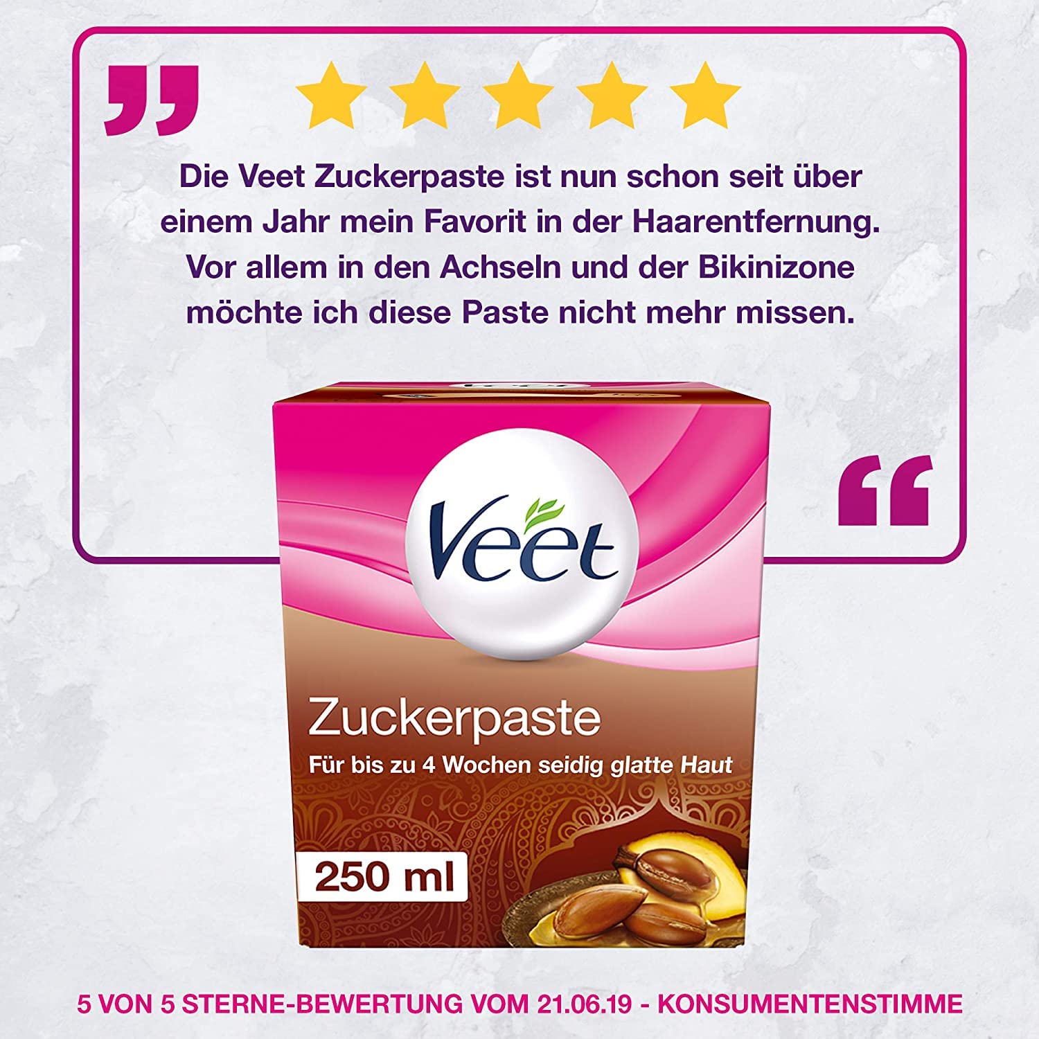 Sugaring Zuckerpaste zur Haarentfernung 6er Pack für spürbar glatte Haut für bis zu 4 Wochen Veet Zuckerpaste 6x250ml