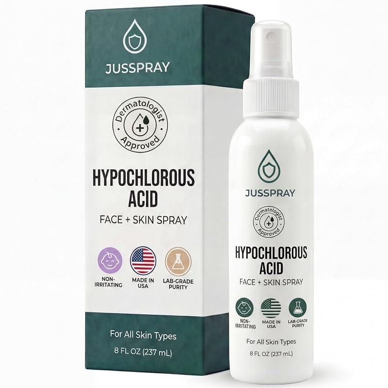 Jusspray Spray facial e corporal com ácido hipocloroso, 0,02%, 240 mL