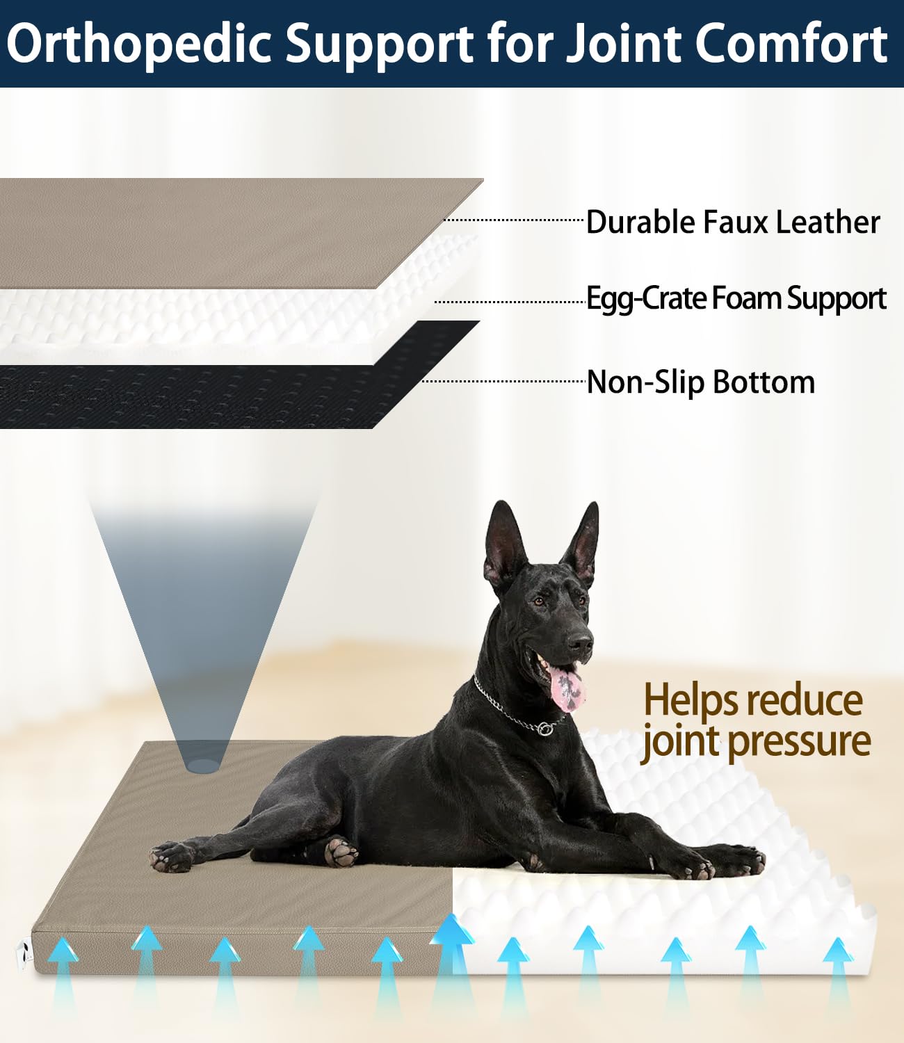 Cama de Cuero XL para Perro, Impermeable, Resistente al Pelo, con Fundas Lavables, Cama ortopédica de Espuma para Mascotas