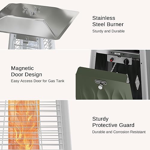 Miniatura 19 de EAST OAK Pyramid - Calentador de patio al aire libre, 48,000 BTU, calentador de propano de tubo de vidrio de cuarzo, sistema de triple protección