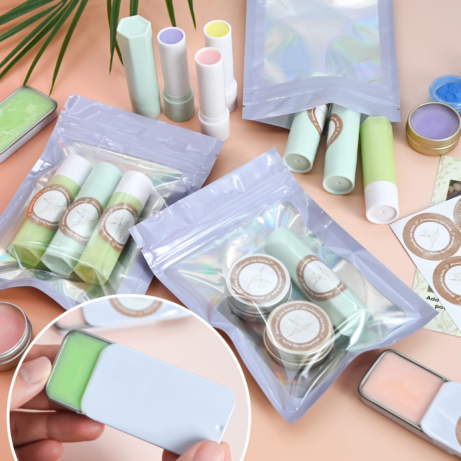 Lipgloss Selber Machen, JUYRLE Lippenbalsam Making Kit, Feuchtigkeitsspendend Kokosöl Mädchen Lippenpflege Lippenstift DIY Herstellungsset Set, Einfaches Kosmetik Make Up Geschenk für Frauen/Damen