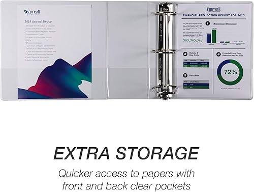 Vista 448 de Samsill Carpeta duradera de 1.5 pulgadas, fabricada en los Estados Unidos, carpeta de anillos en D, carpeta transparente personalizable, surtido