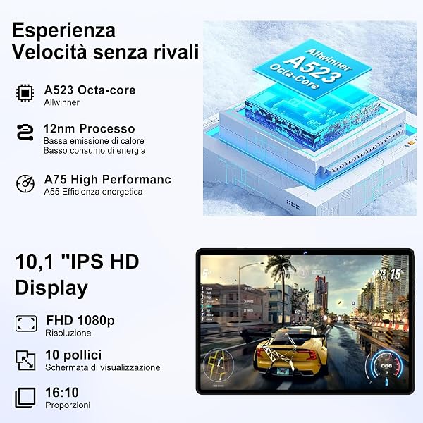 Tablet 10 Pollici Android con 18GB RAM + 128GB ROM(TF 1TB), HD Tablet con 5G Wi-Fi 6, Widevine L1, Octa-Core 1.8 GHz, USB-C, BT 5.0, 6000mAh,Custodia, Nero - 4