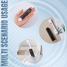 Patelai 4 Pieces Travel Toothbrush Set, Soft Bristle Mini Foldable Tooth Brush with Case, Individually Wrapped Small Portable Travel Size Toiletries Stuff for Camping (Black)