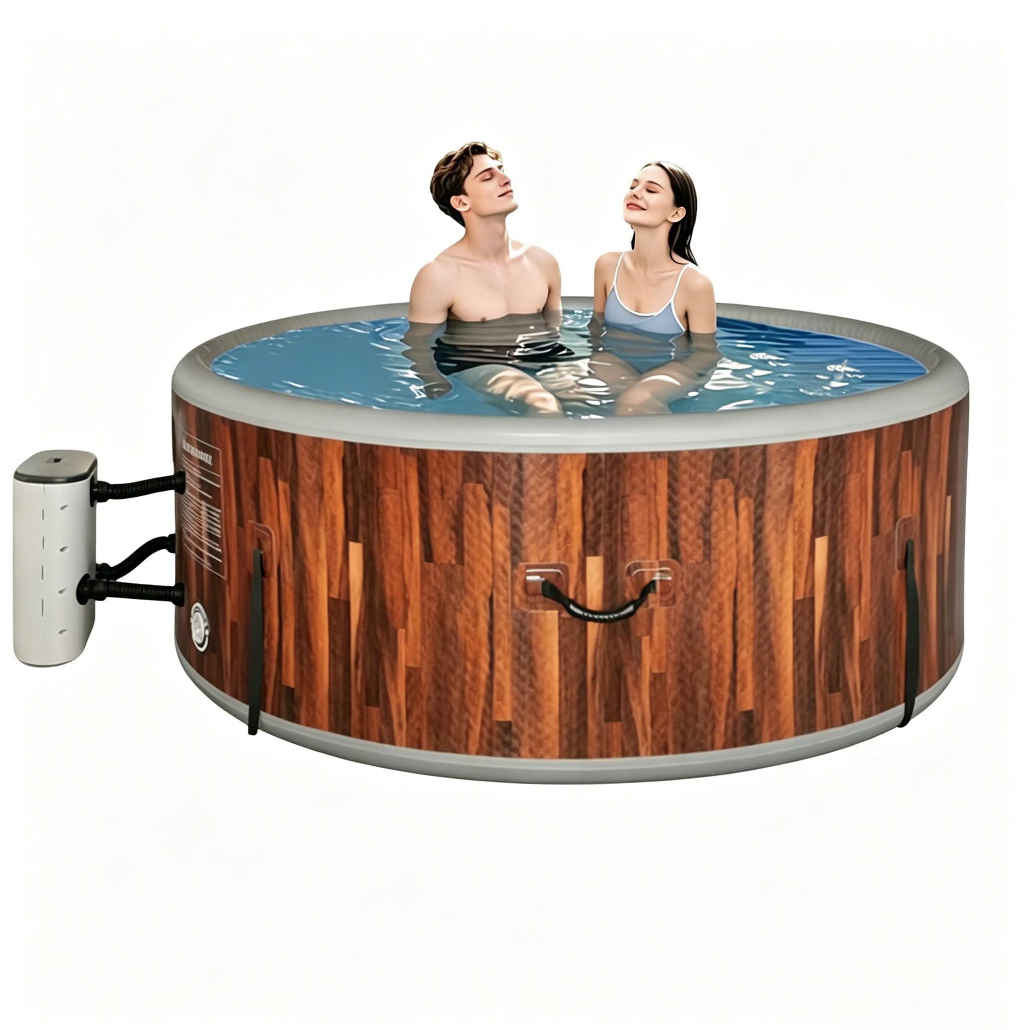 Spa Gonflable d'extérieur pour 4 à 6 Personnes, Spa Rond avec Chauffage Intelligent, pour fête en Plein air dans l'eau de Cour