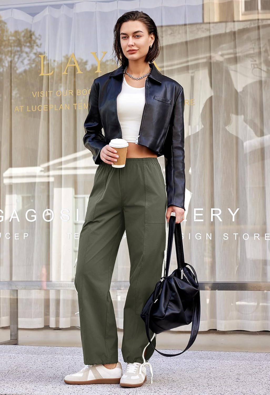 Panadila Women Parachute Pants Elastic Waist Baggy Track Pants Bow Knot Loose Trousers Casual Streetwear - Image 3