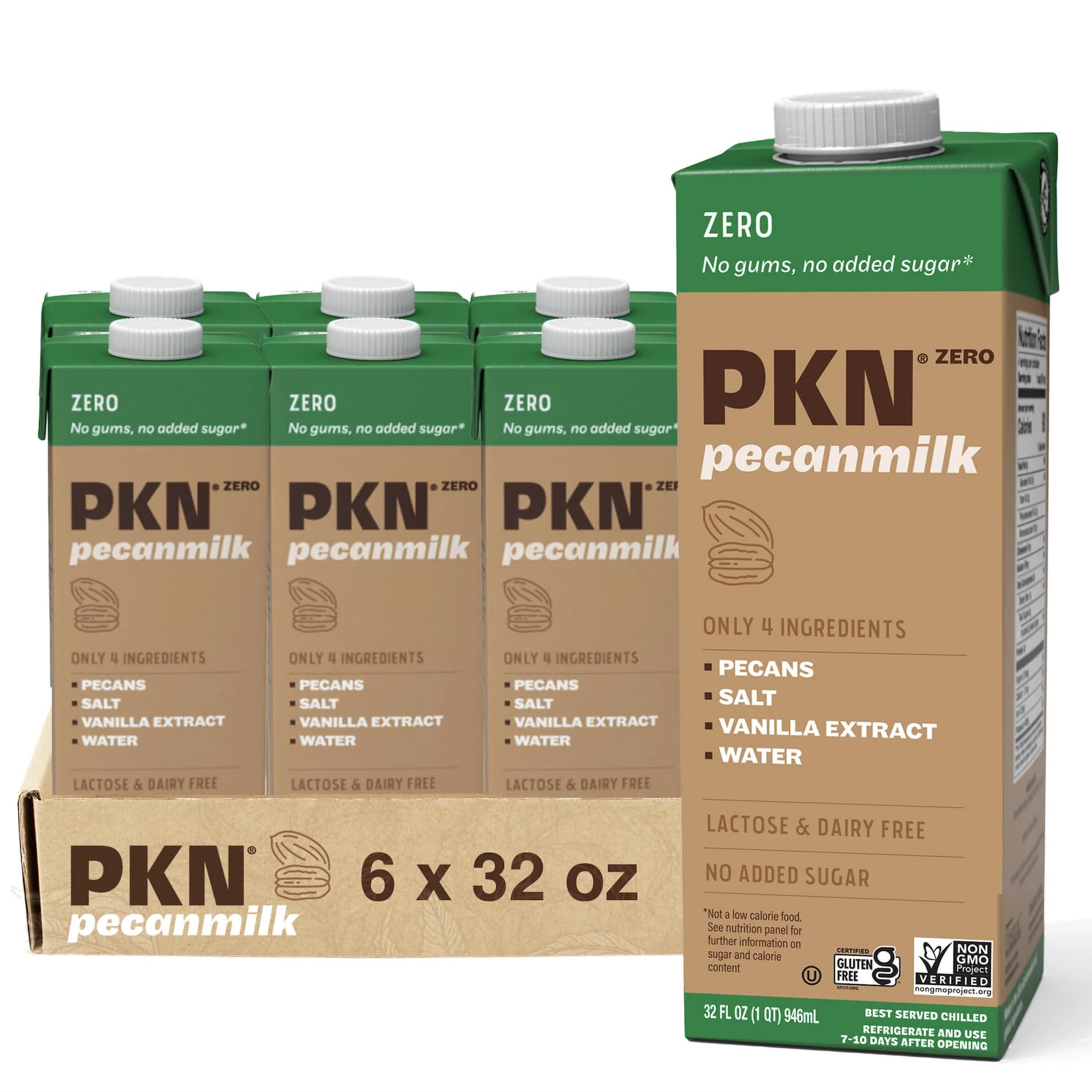 Amazon.com: PKN Zero Pecan Milk - 32 Fl Oz (Pack of 6) - Dairy