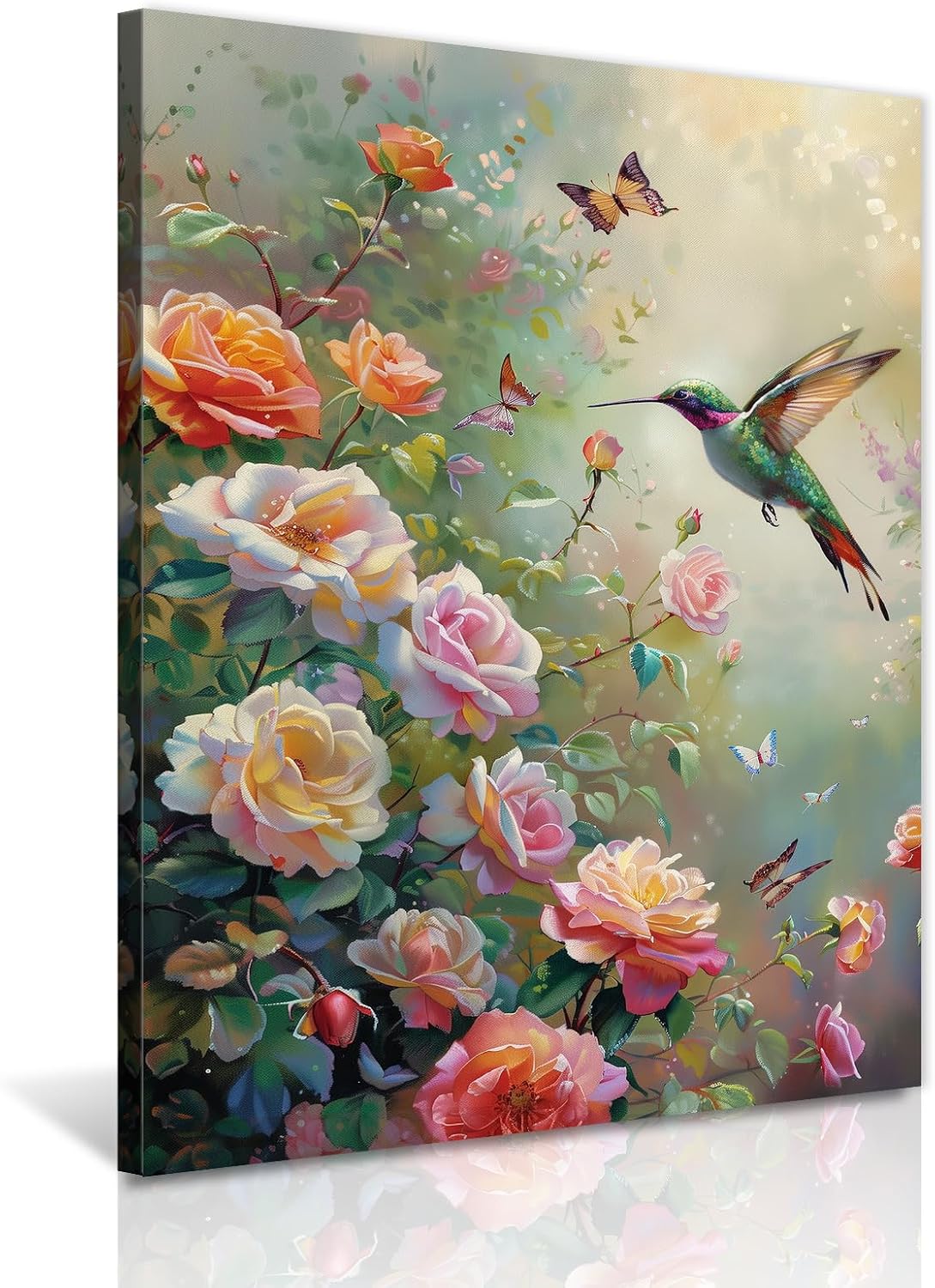 GLOKAKA Red Cardinal Pair Wall Art Romantic Bird Garden Decor Nature Floral Landscape Painting Poster for Living Room Bedroom Home Wall Decor Ready to Hang(Artwork-3,24"x36")