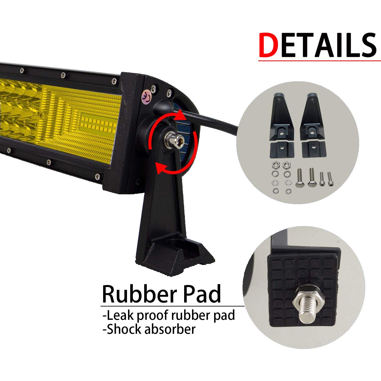 Willpower 132 cm, 675 W, Bursztynowo-Żółta Listwa Świetlna LED, Wodoodporne Światła Robocze, Punktowa Lampa z Wiązką Przewodów do Ciężarówek, Ciągnika, 4x4, Łodzi, Off-Road, Automatyczna
