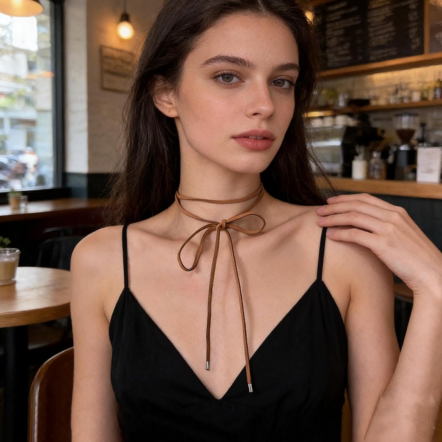 Velvet Choker Necklace Long Suede Choker Wrap Necklace Black Leather Wrap Necklace Long Suede up Velvet Necklace Leather Velvet Collar Necklace Adjustable Layered Velvet Necklace