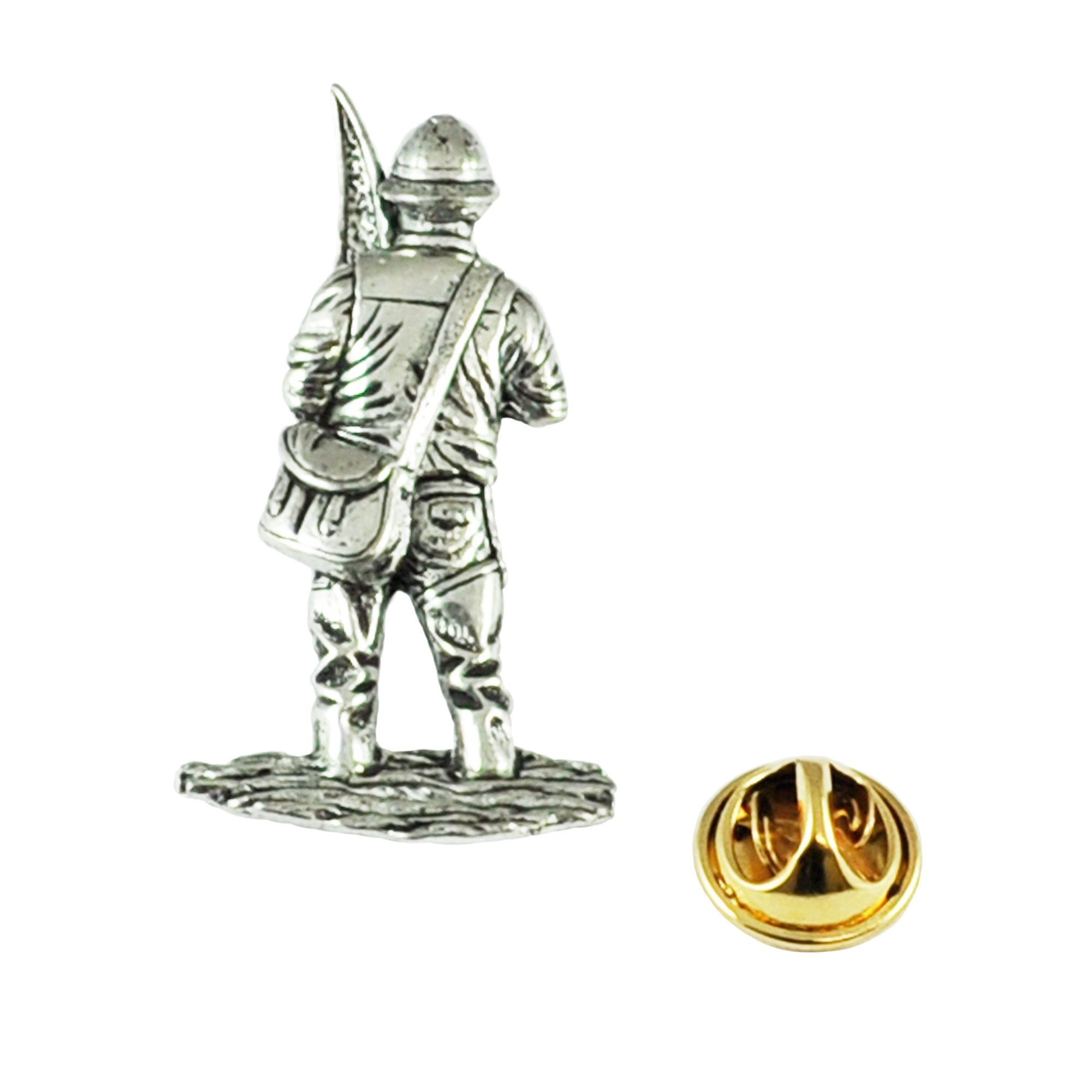 Fly Fisherman Pewter Lapel Pin Badge
