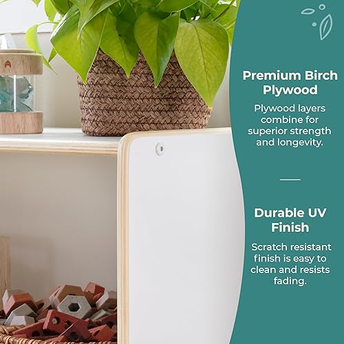 Miniatura 5 de Guidecraft EdQ Essentials - Almacenamiento de 5 compartimentos de 24 pulgadas, color blanco con 3 contenedores de tela estantería multiusos de