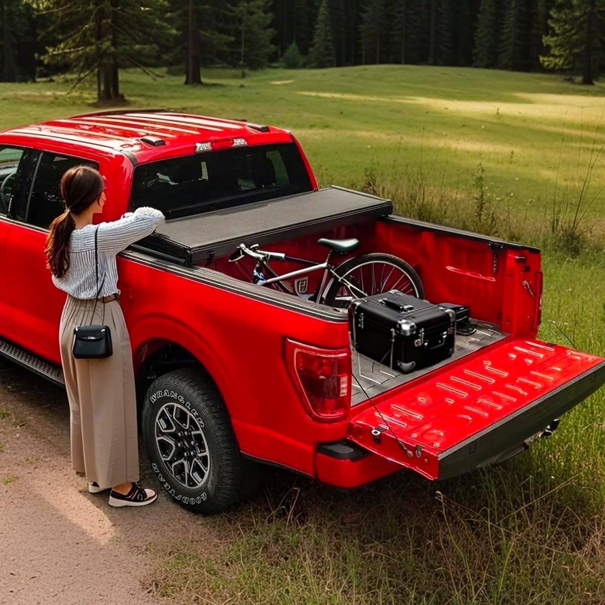 5ft Hard Folding Tonneau Cover for Honda Ridgeline Truck Bed Covers 64'' Bed 2017 2018 2019 2020 2021 2022 2023 2024 2025 2026 Tri Fold Style 5 FT (NOT for Track Sys. & Roll Bar)