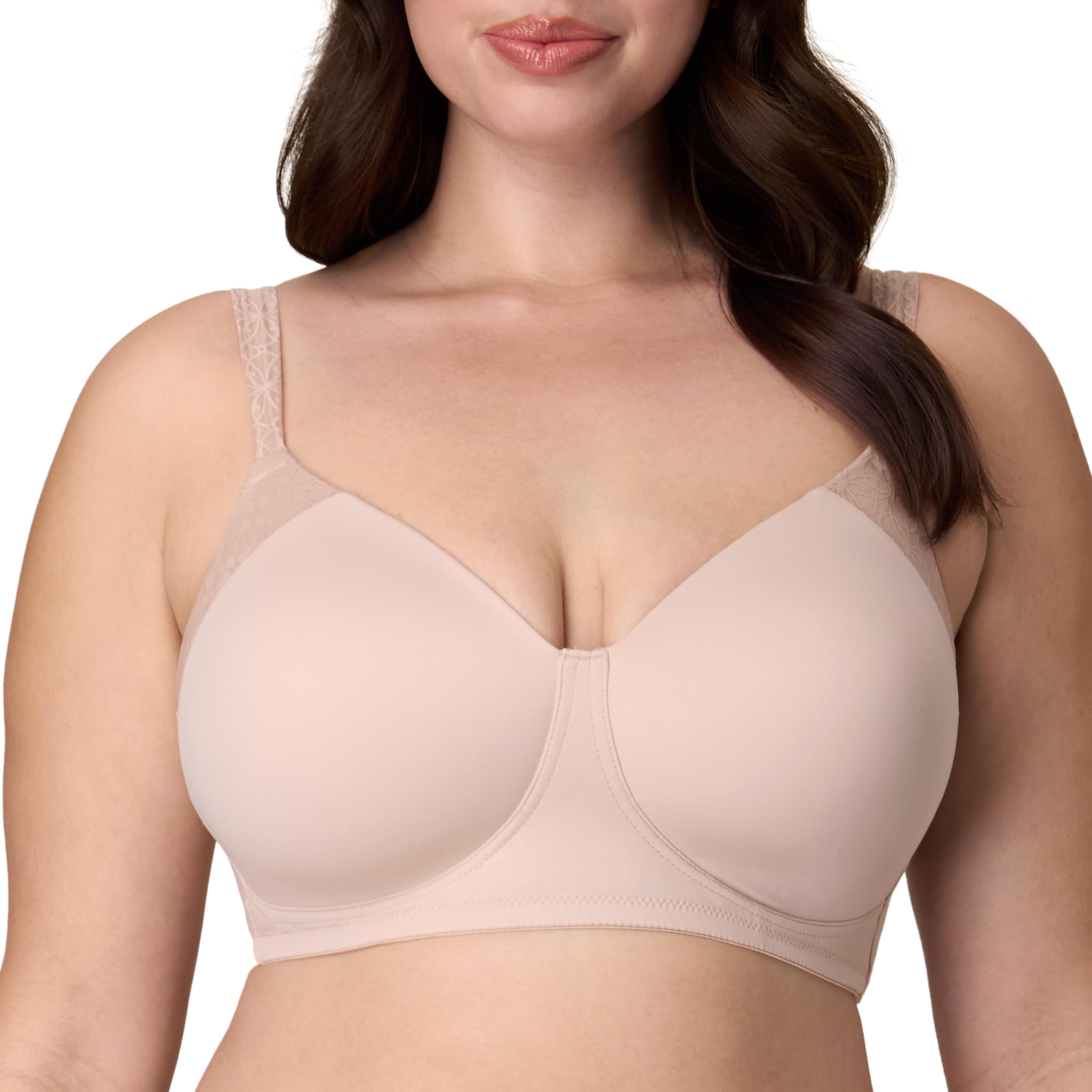 Playtex Women's Wireless, Plus-Size T-Shirt Bras Available, Full Coverage, Moisture-Wicking, 4750, Almond, 40C