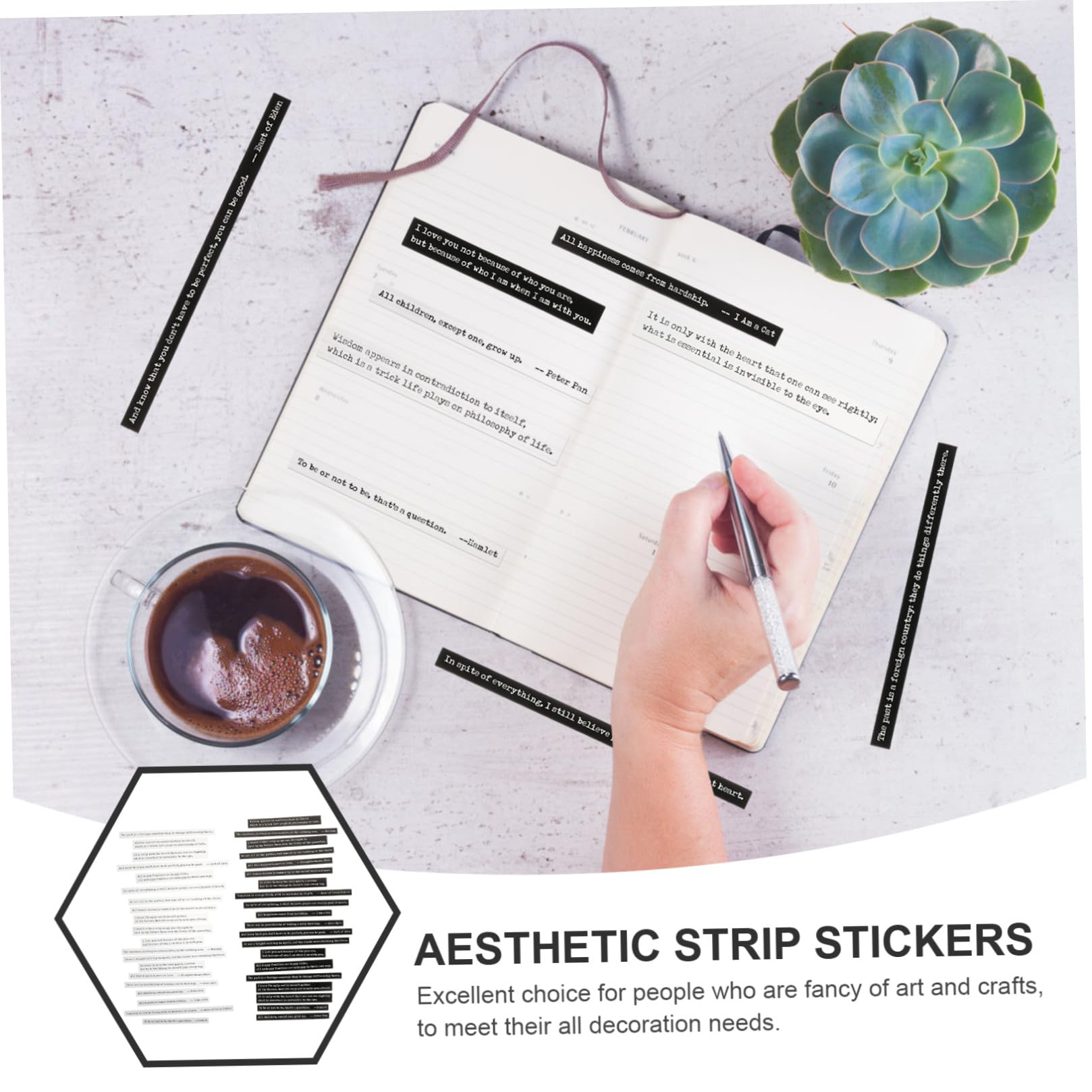 15confezioni Pacchetti Di Stickers Aesthetic Per Scrapbook Adesivi Striscia Per Decorazione Di Diario e Progetti Creativi Per Confezione
