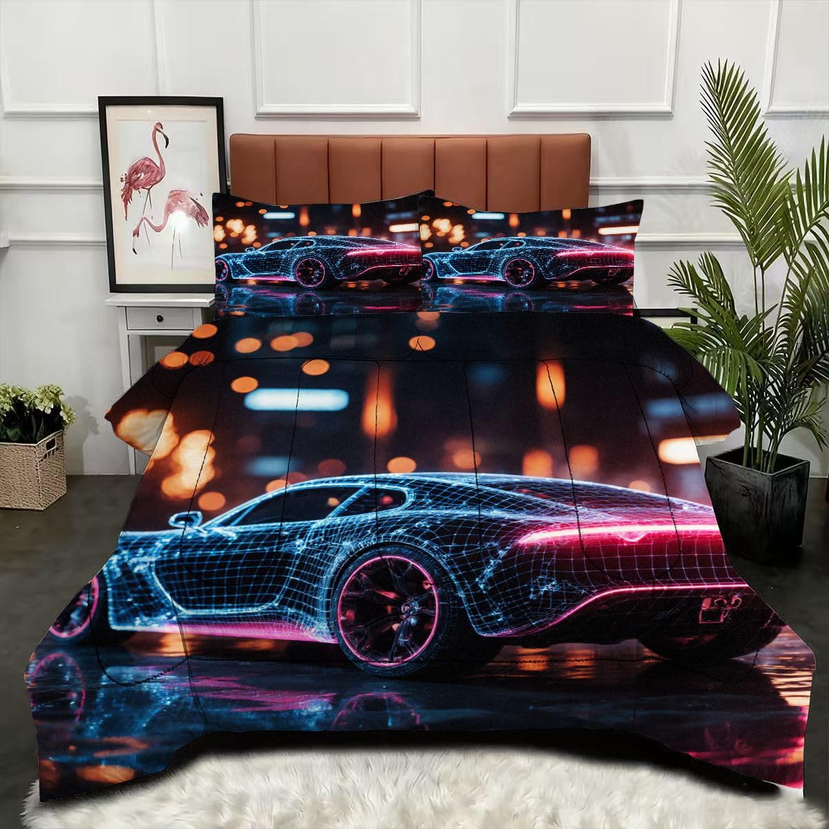 Couette 240 x 260 lit deux personnes voiture de sport parure lit microfibre lavable