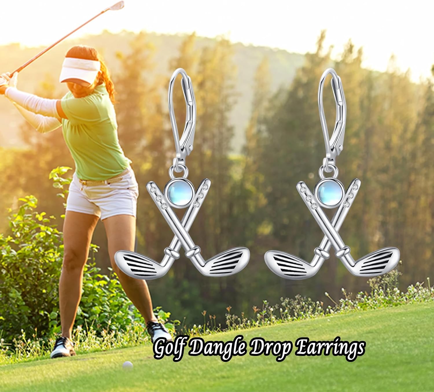 Baseball/Golf/Hockey/Tennis Earrings 925 Sterling Silver Moonstone Dangle Drop Earrings Jewelry Graduation Gifts for Women Girlfriend Mom - Image 7