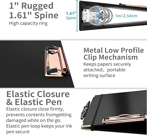 Miniatura 236 de Ospelelf Mini 3 Ring Binder, 2 Inch, Cute Pink Marble Binder for 5.5" x 8.5" with 5 Tab Dividers, File Folder Labels and Low Profile Clipboards