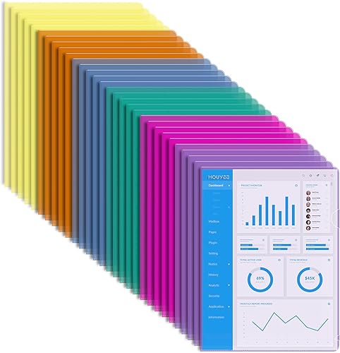 Miniatura 8 de HOUYEE Paquete de 100 carpetas transparentes para documentos, carpetas de archivos de regreso a clases con fundas de plástico, aptas para papel