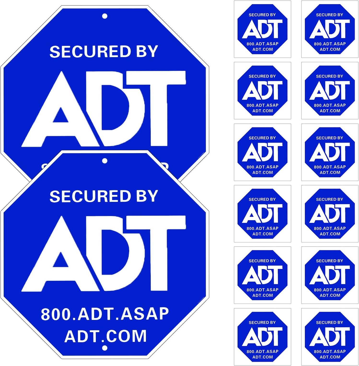 ADT Sign,ADT Security Signs 2 Aluminum with 12 Security Stickers,Heavy Duty Weather Resistance Sign