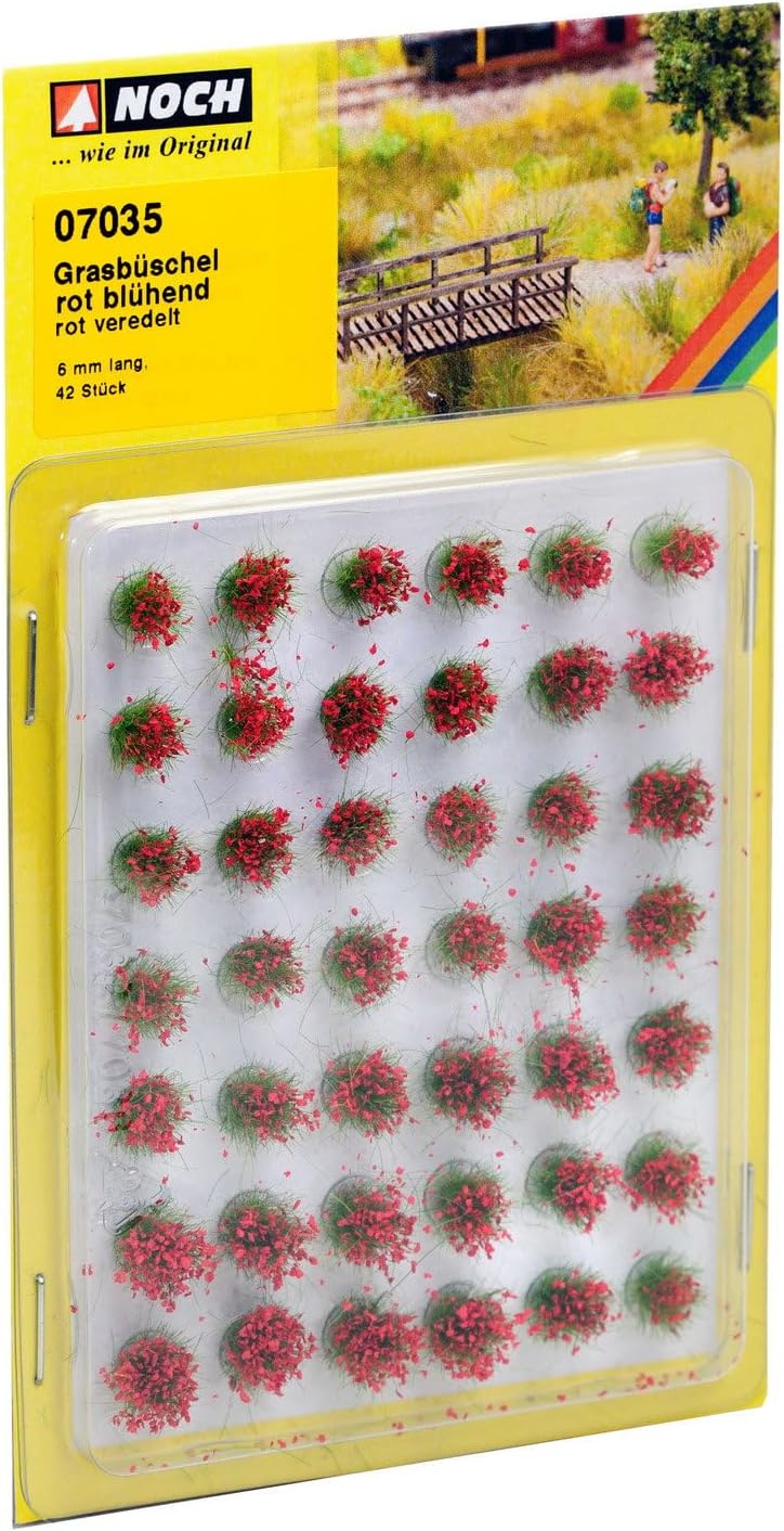 Noch 7035 Grass Tufts Blooming red G,0,H0,TT,N,Z Scale