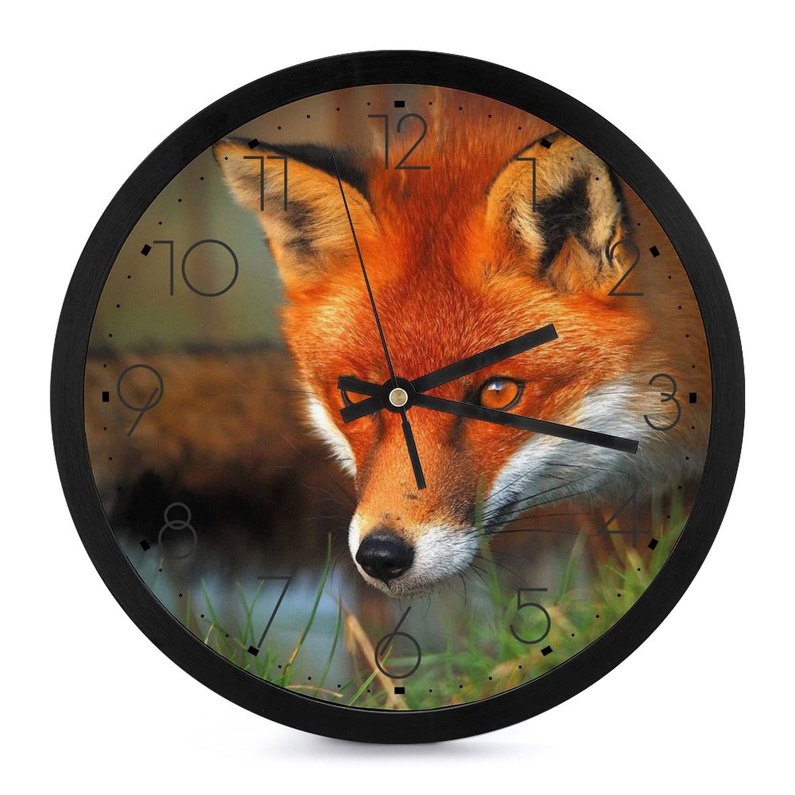 Horloge murale renard 25.4cm avec grands chiffres pour une lecture facile