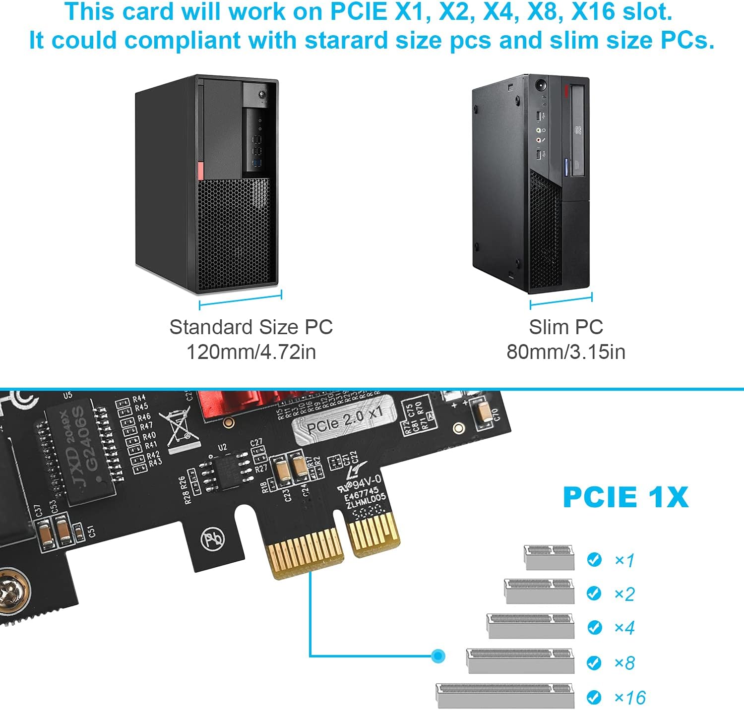 Dual PCIe Gigabit Network Card 1000M PCI Express Ethernet Adapter with Intel 82575/82576 Two Ports LAN NIC Card for Support PXE for Windows/Windows Server/Linux/Freebsd/DOS with Low Profile