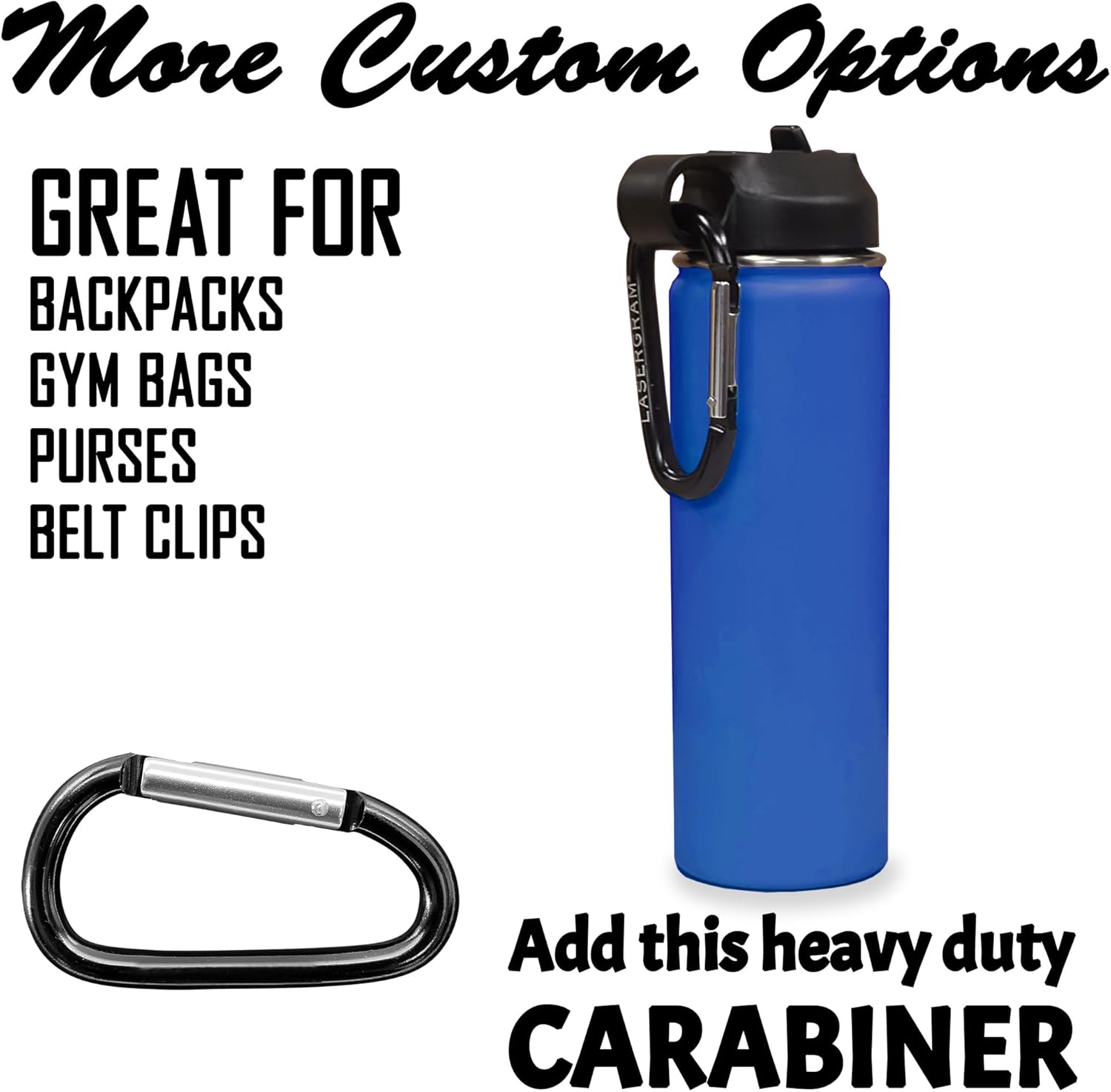 LaserGram Personalized Water Bottle, Adaptive Rowing, Stainless Steel Double Wall Vacuum Insulated with Flip Top Straw, Custom Engraved Gift (20oz / 590ml Dark Blue)