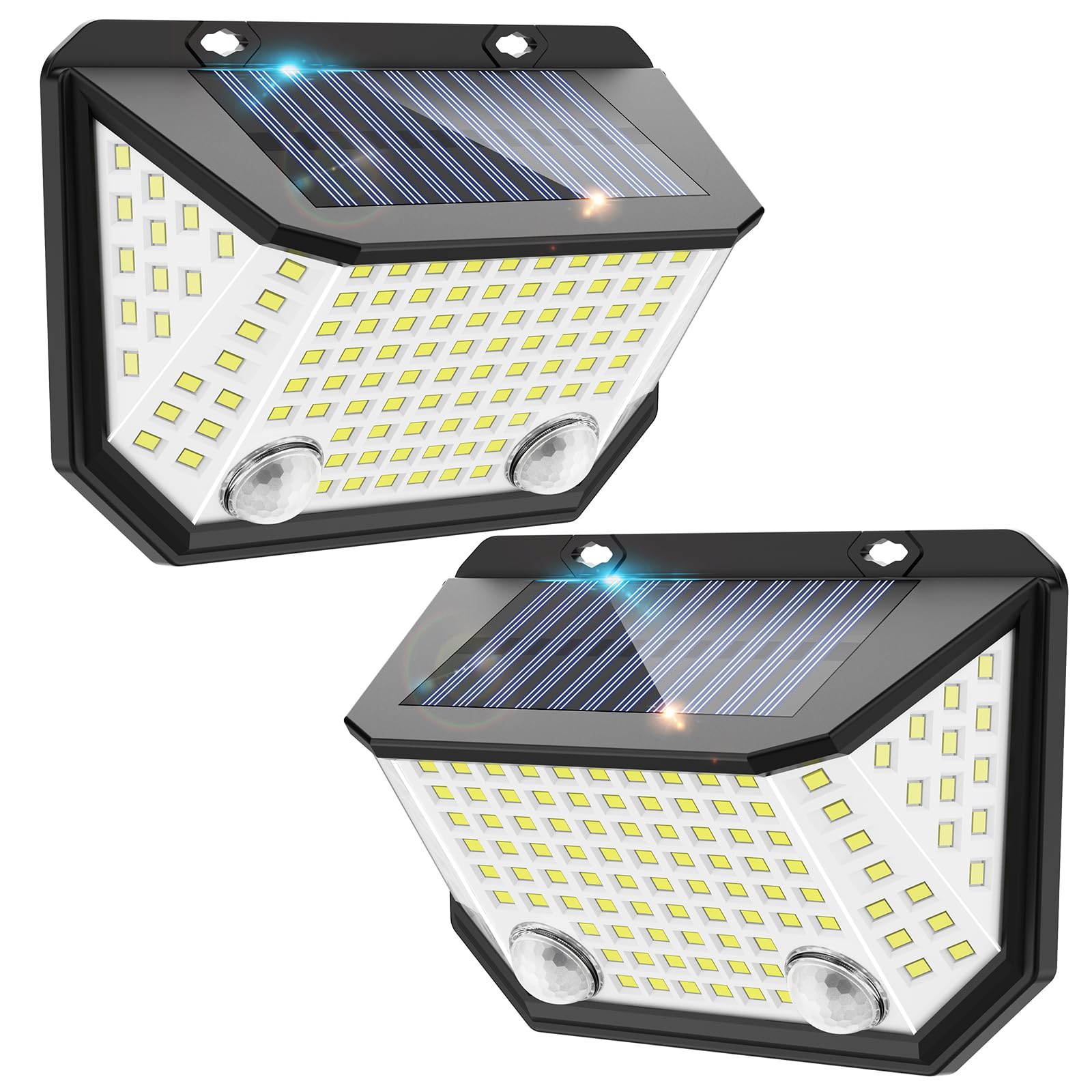 Kasonic Lumières Solaires à Double Capteur pour l'Extérieur, 6500K Lampes Solaires de Mouvement pour Clôtures, Lampes Extérieurs Solaires d'Escalier Étanches pour Maisons, Lot de 2