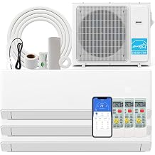 SIMOE 30,000 Tri Zone WIFI Mini Split AC/Heating System, 23 SEER2 3 Zone 7K + 12K + 18K BTU Ductless Air Conditioner & Heater Cools Up to 1900 Sq.Ft with 3 Ton Heat Pump, 208-230V