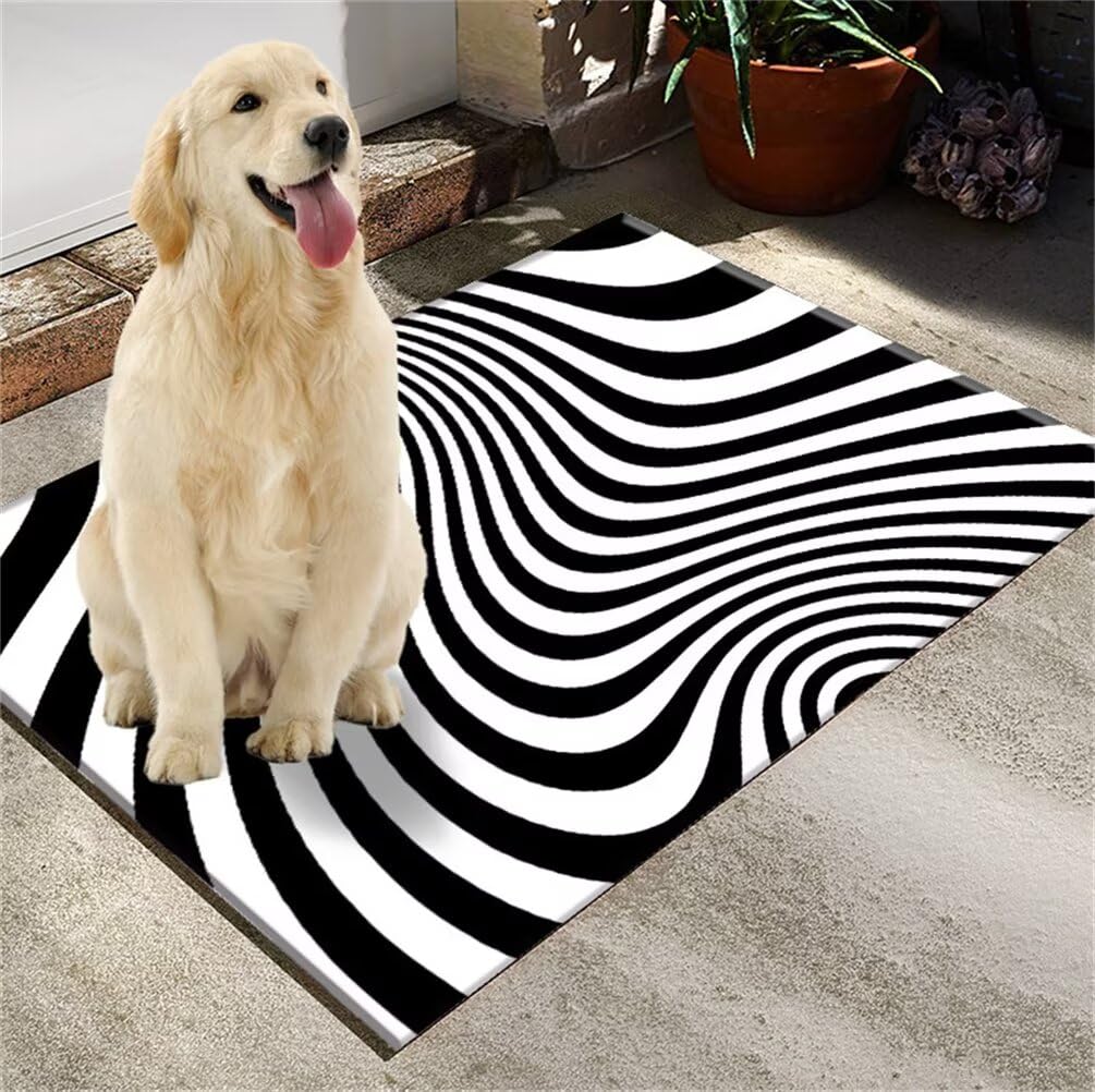 Tapis de salon facile à nettoyer moquette noire design 60x110cm pour ado