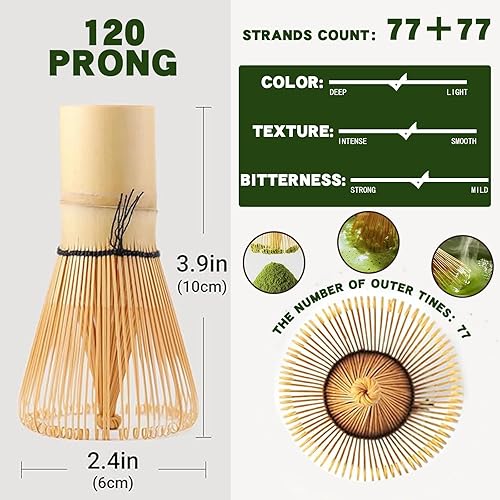 Miniatura 2 de Clay&Fire Batidor de matcha, batidor de bambú hecho a mano para polvo matcha, Chasen japonés tradicional para agitador de matcha, 100% natural