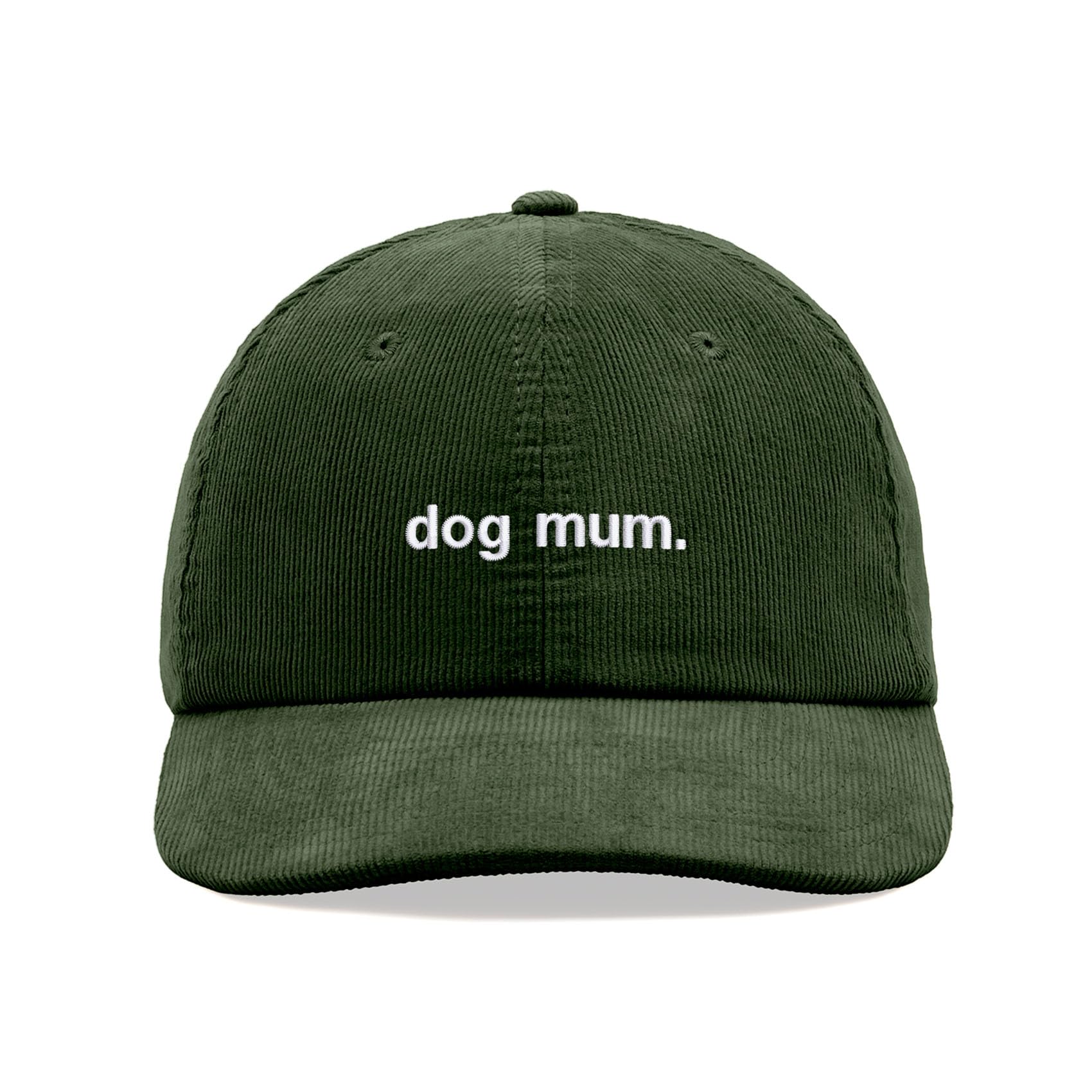 Dog Mum. Corduroy Baseball Cap Vintage Unisex Dad Hat Adjustable Dark Olive