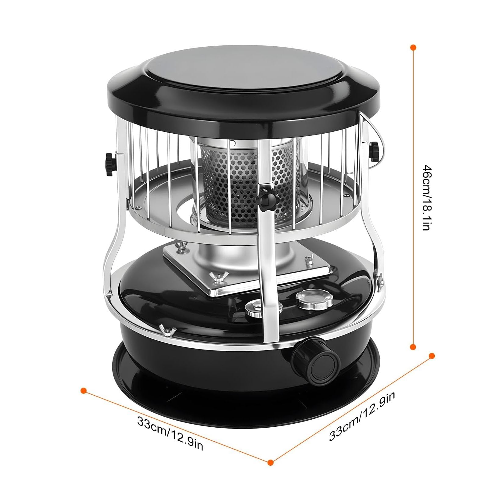 Calentador De Parafina De 2600 W, Estufa De Queroseno Para Exteriores Con Altura Ajustable, Calentador De Aceite Giratorio De 360° Para Camping, Para Emergencias, Camping Y Garaje.,Black