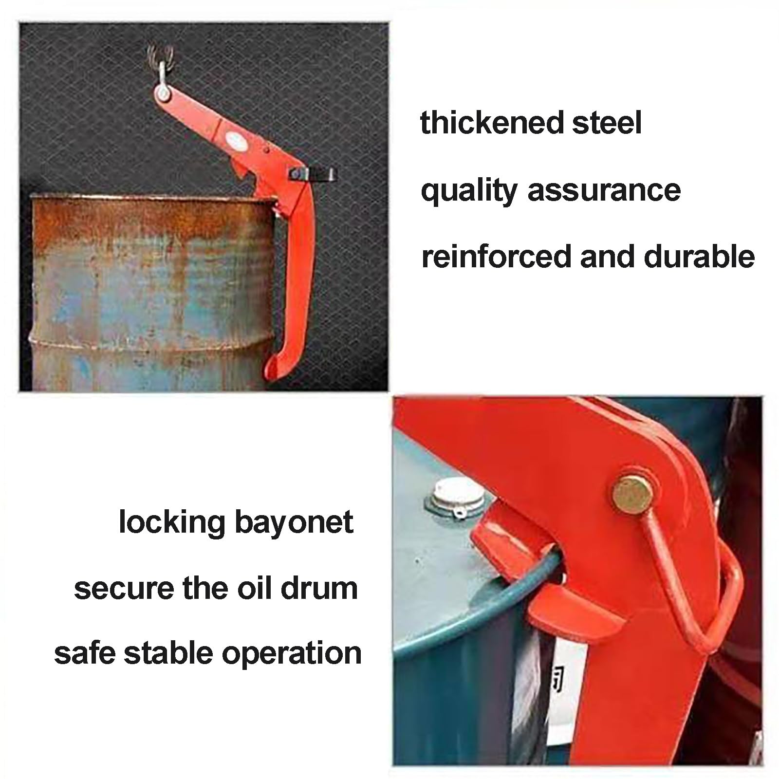 Gtzly LèVe-FûT en Acier, Pince de Serrage Verticale for Un Chargement/DéChargement Rapide Et Facile de FûTs en Acier de 55 Gallons, Limite de Charge de Travail SéCuriséE Et Fiable de 1100 Lbs