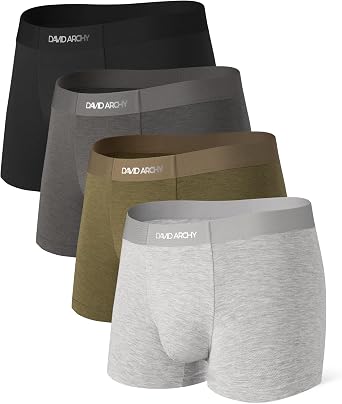 DAVID ARCHY Mens Seamless Bamboo Rayon Trunks Underwear 4 Pack