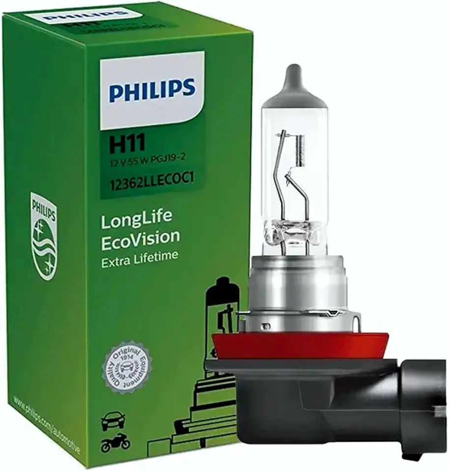 Lâmpada Farol H11 12V 55W - Philips 12362LLECOC1
