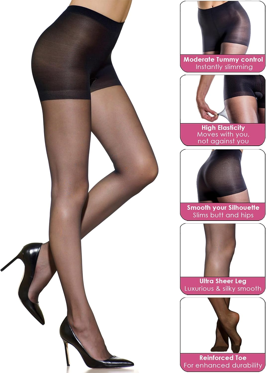 Silkies Women's Ultra Sheer Control Top Pantyhose (2 Pair Pack) - Lightweight, Comfortable, Perfect Fit - Image 7