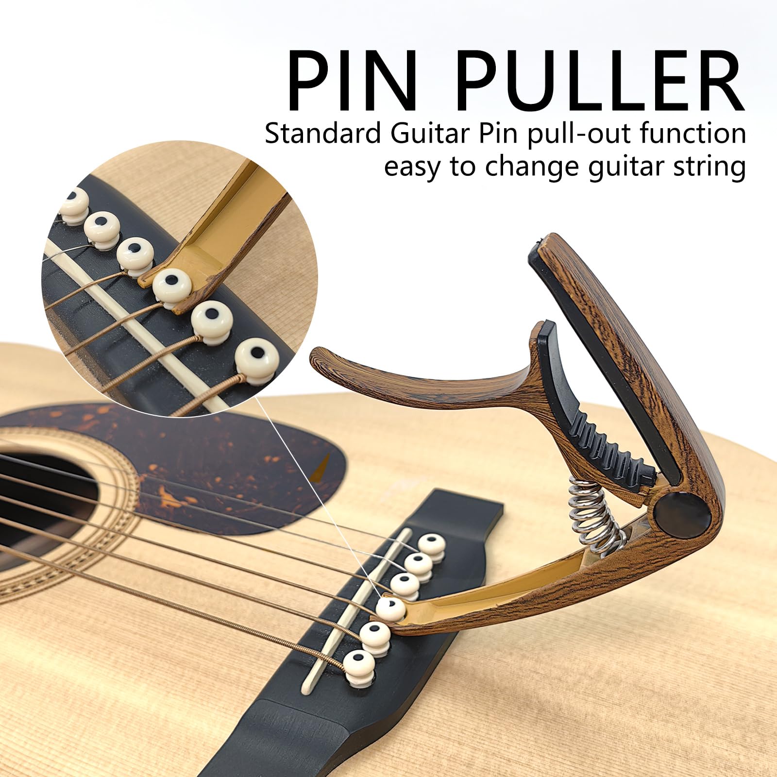 Musiin Guitar Folk Ukulele Capo Electric Guitar Accessory Professional Durable Metal Capo(Walnut) - Image 3
