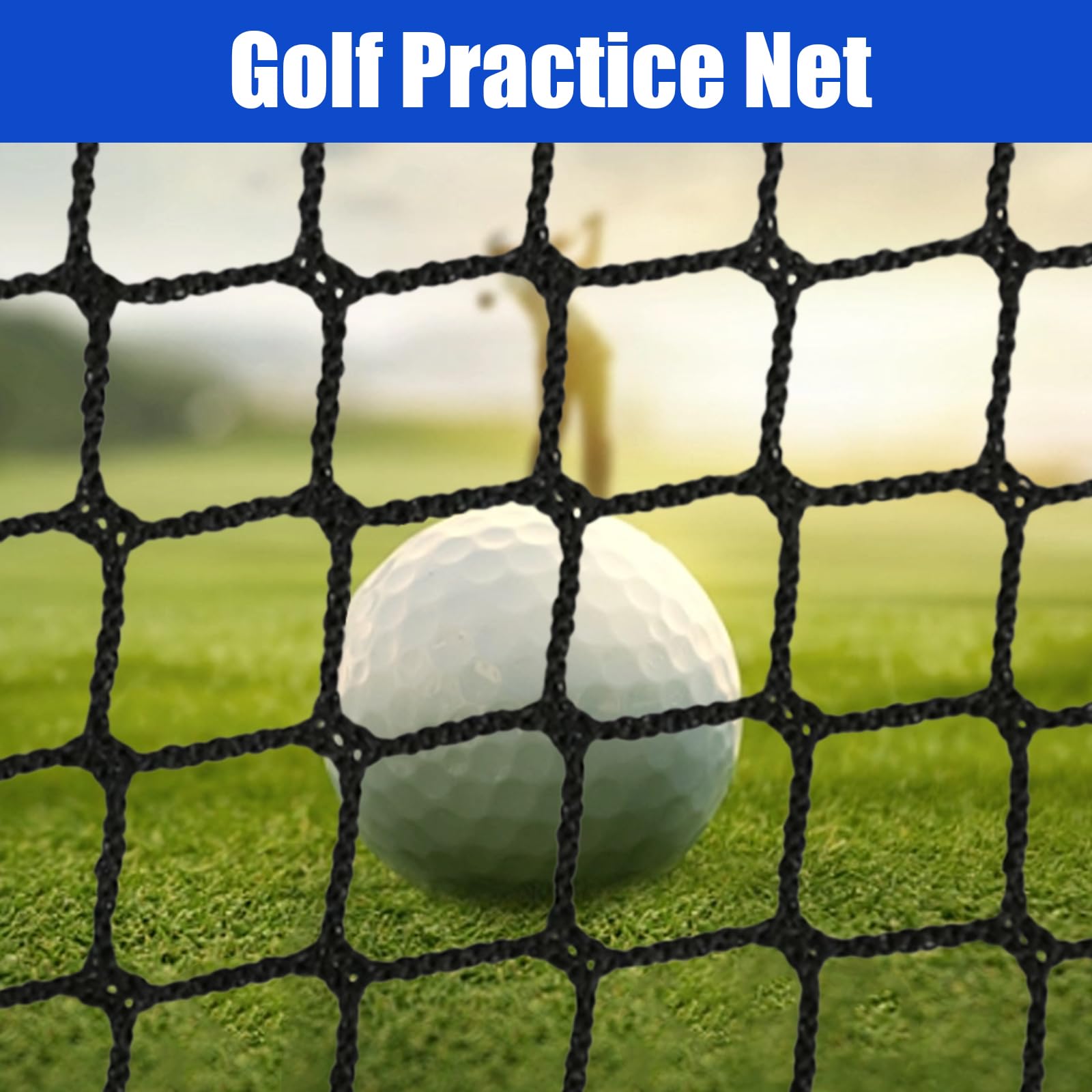 Siatka do ćwiczeń golfowych 3 m – siatka golfowa Driving do odboju, trening pola, siatka sportowa 3 x 3 m, zakres jazdy z tarczą celową, wytrzymały poliester, szybki montaż, w zestawie śledzie i torba