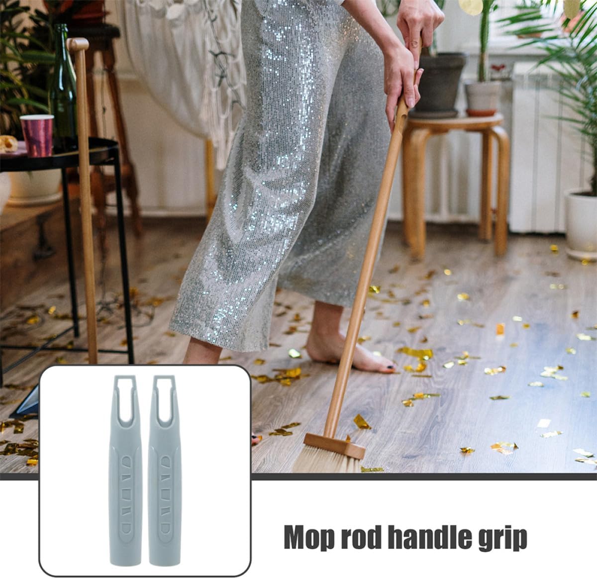 4pcs Dustpan Pole Handle Grip and Mop Handle End Cap Replacement for Floor Cleaning Broom with 19mm Diameter for Home and Commercial Use