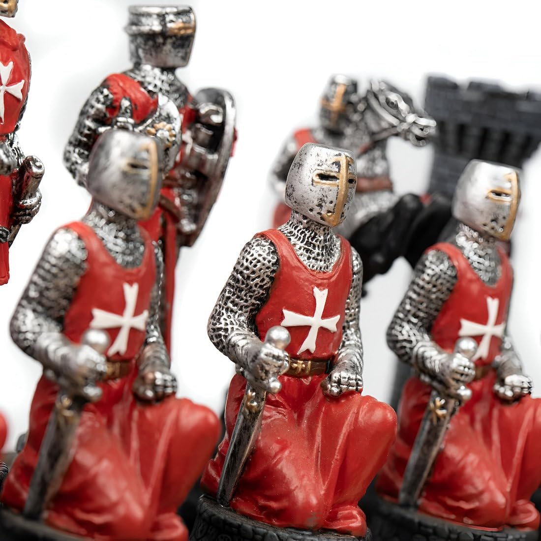 Set Templars + boîte à chessboard en cuir + set de checker