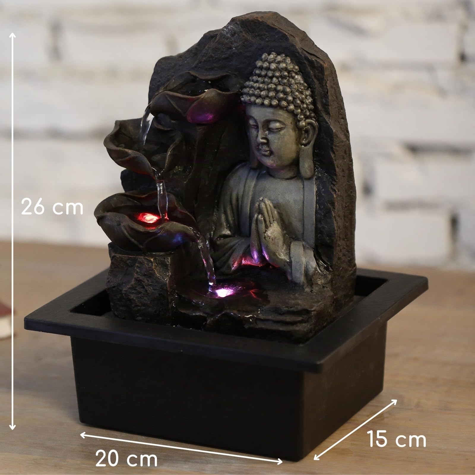 Zen'Light SPIRITUALITE Fuente de polirresina marrón Oscuro 21 x 21 x 26 cm