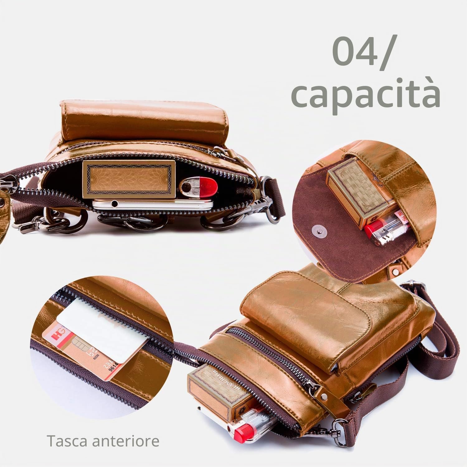 FANDARE Uomo Borsa a tracolla Marsupio Sportivo, Piccole Borse a spalla Marsupio Sportivo Impermeabile Messenger Bag, per Viaggi, Escursioni, Corsa, Tour in Bicicletta