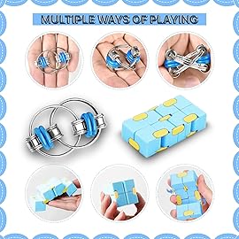 Dr.Kbder 5Pcs Fidget Toys Adults Set, Autism Sensory Pack with figette Cube Magnetic Rings Pad ADHD Stress Relief for Kids Teen, Cool Gadget Desk Spinner Christmas Stocking Stuffer