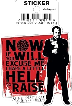 Ata-Boy Supernatural Crowley Hell to Raise Die Cut 3 Inch Sticker