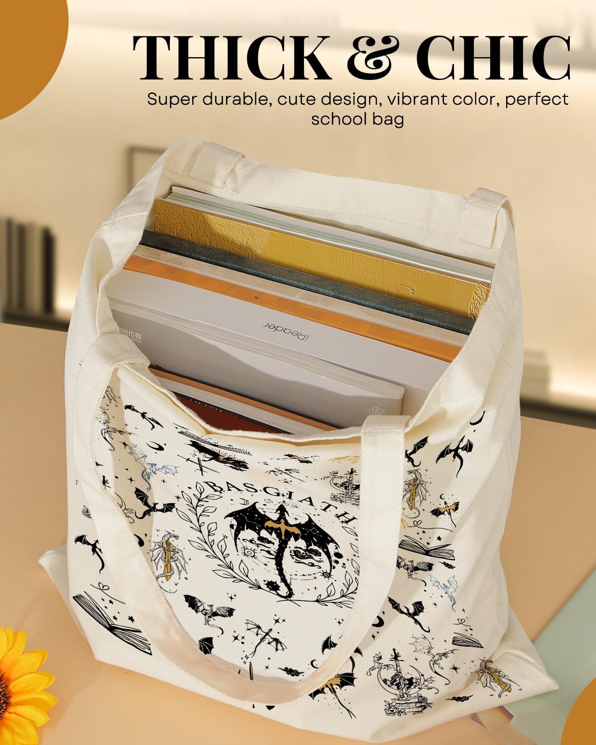 AUSVKAI Canvas Tote Bag Aesthetic for Women, Cute Reusable Cloth Cotton Bags for Shopping Beach Trendy Gifts - Image 6